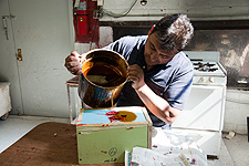 Making a wax mold.